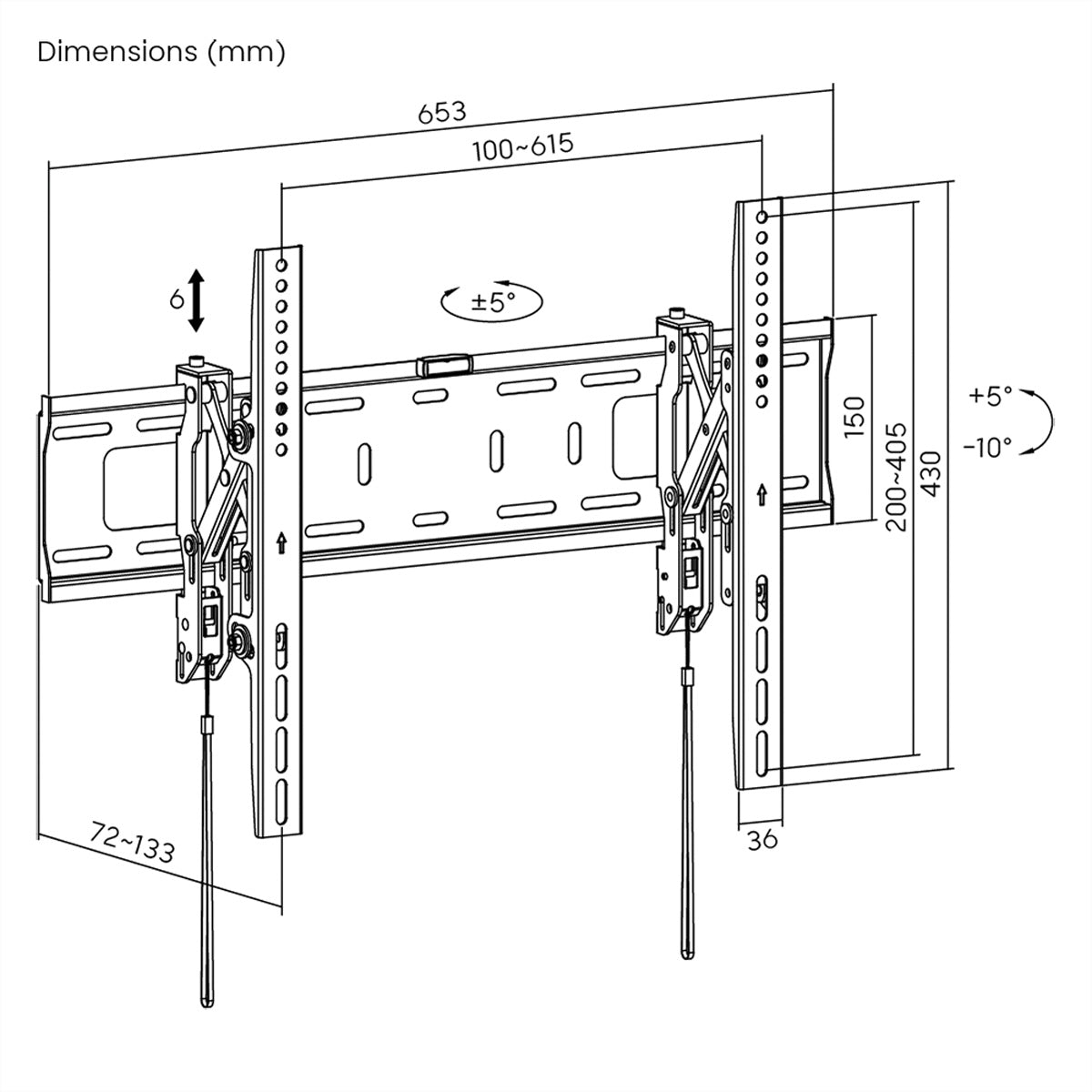 VALUE Wandhalterung – Vollbeweglich – 37–80" – VESA 200×200–600×400 – bis 75 kg – 17.99.1185