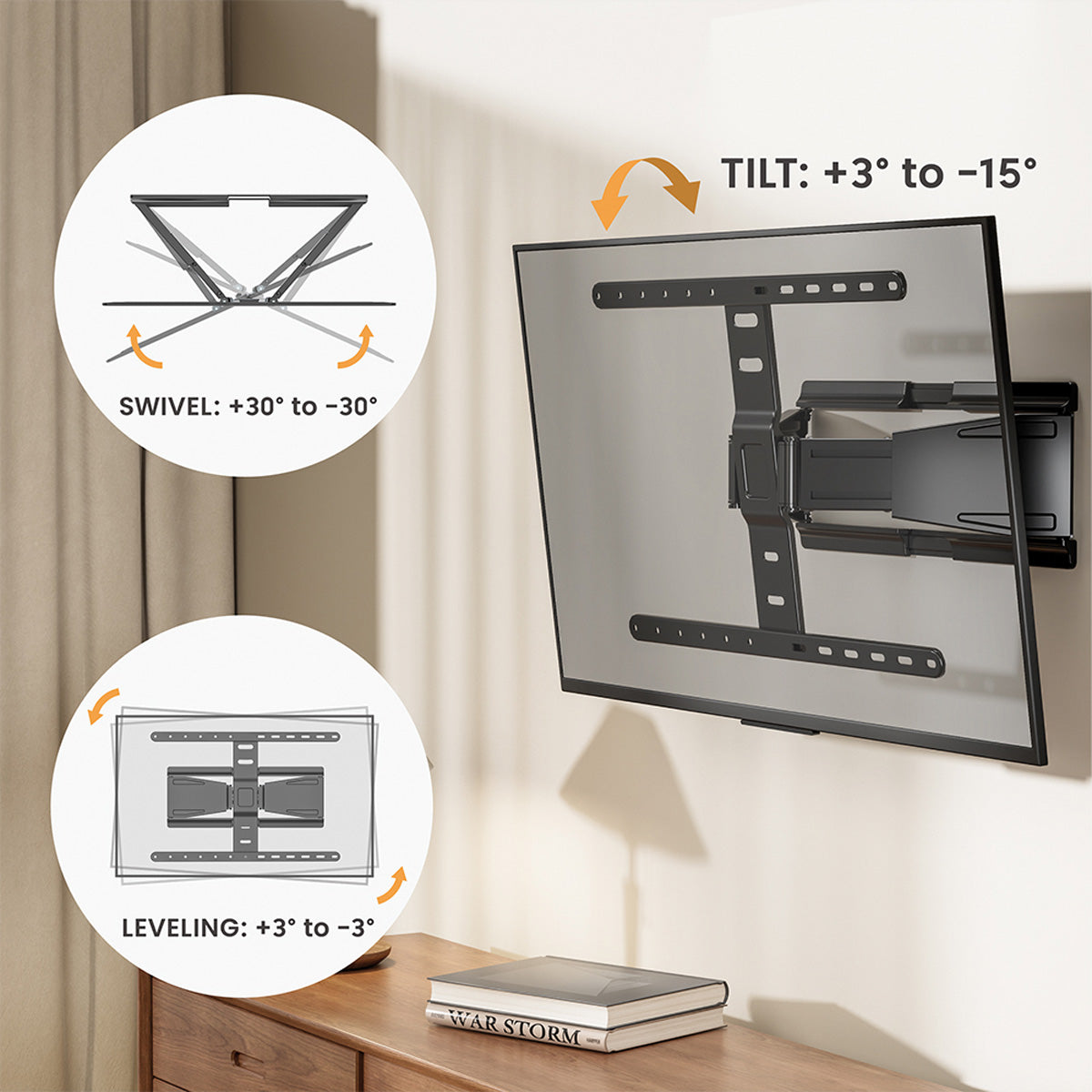 VALUE Wandhalterung – Vollbeweglich – 43–90" – VESA 100×200–600×400 – bis 50 kg, für Monitore – 17.99.1188