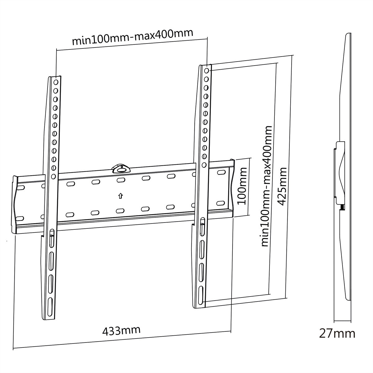 VALUE Wandhalterung – Fix – 32–55" – VESA 200×200–400×400 – bis 40 kg – Schwarz