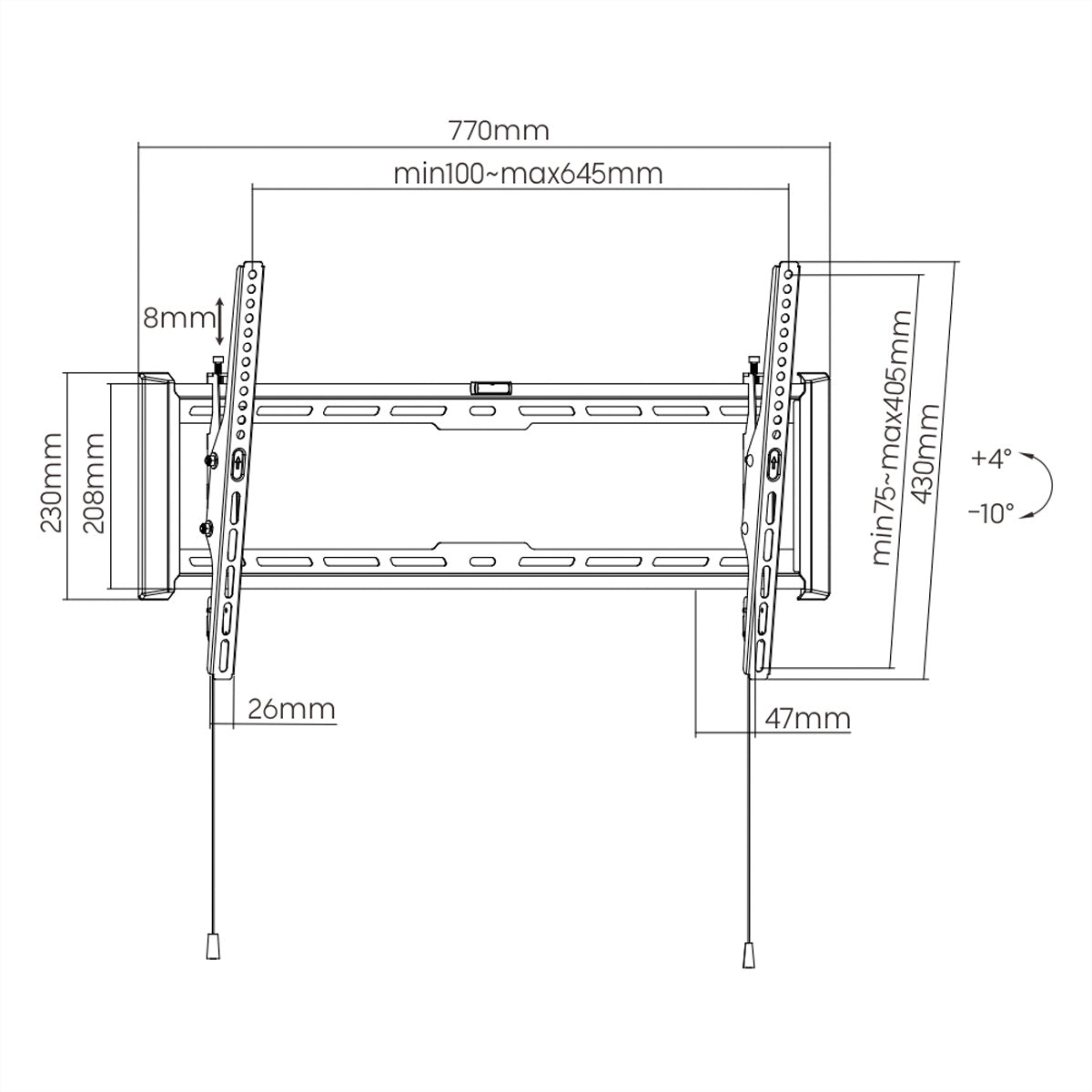 VALUE Wandhalterung – Neigbar – 37–80" – VESA 200×200–600×400 – bis 75 kg – Schwarz