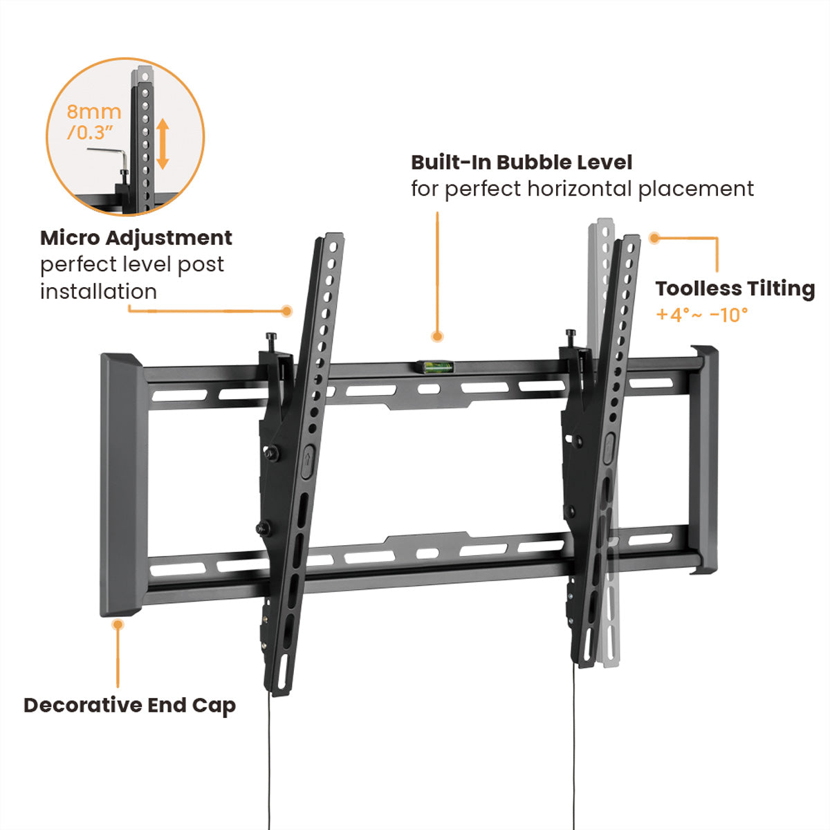 VALUE Wandhalterung – Neigbar – 37–80" – VESA 200×200–600×400 – bis 75 kg – Schwarz
