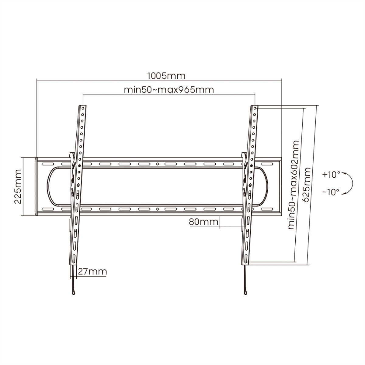 VALUE Wandhalterung – Neigbar – 60–120" – VESA 75×75–900×600 – bis 120 kg – Schwarz