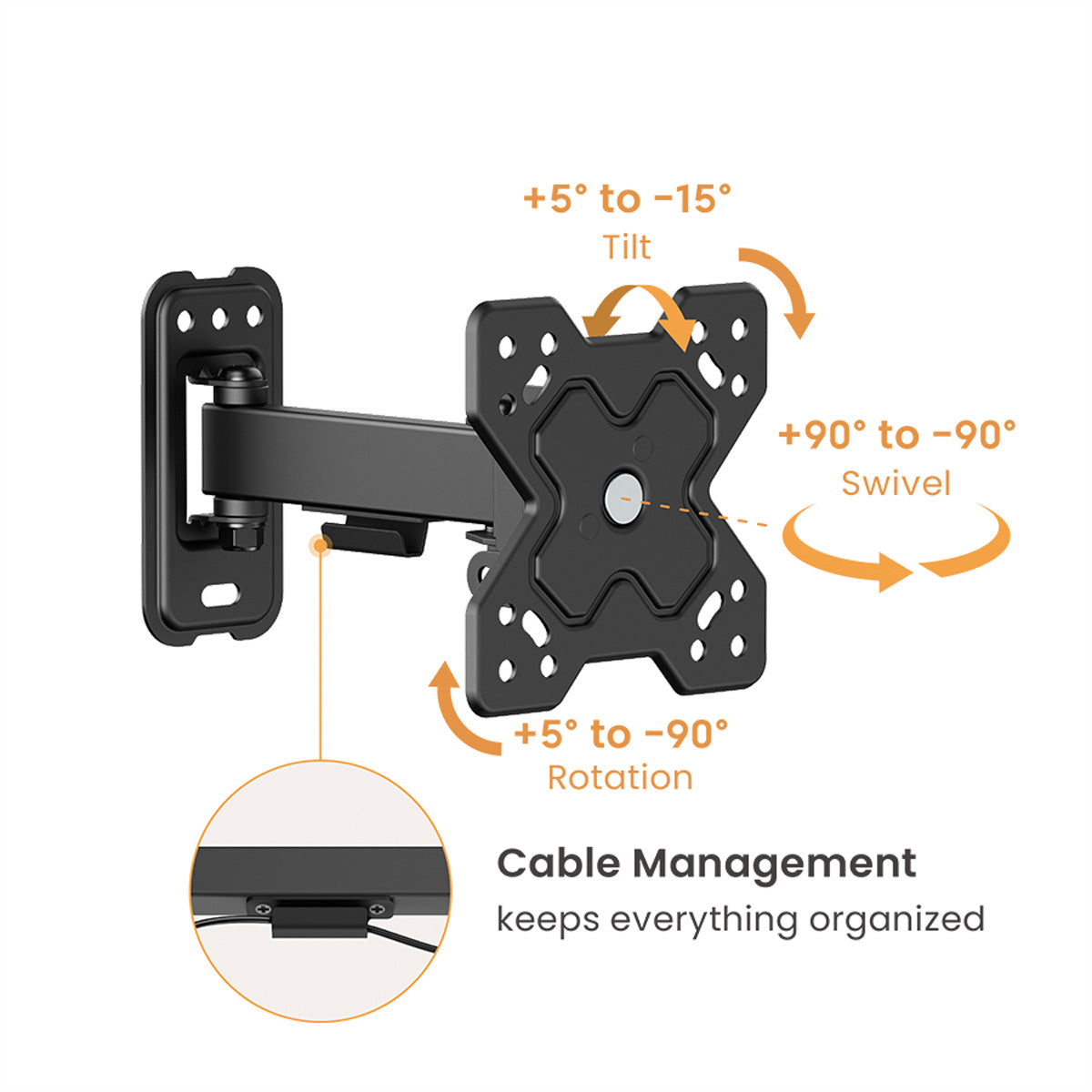VALUE Wandhalterung – Vollbeweglich – 13–32" – VESA 75×75–100×100 – bis 20 kg, für Monitore – Schwarz