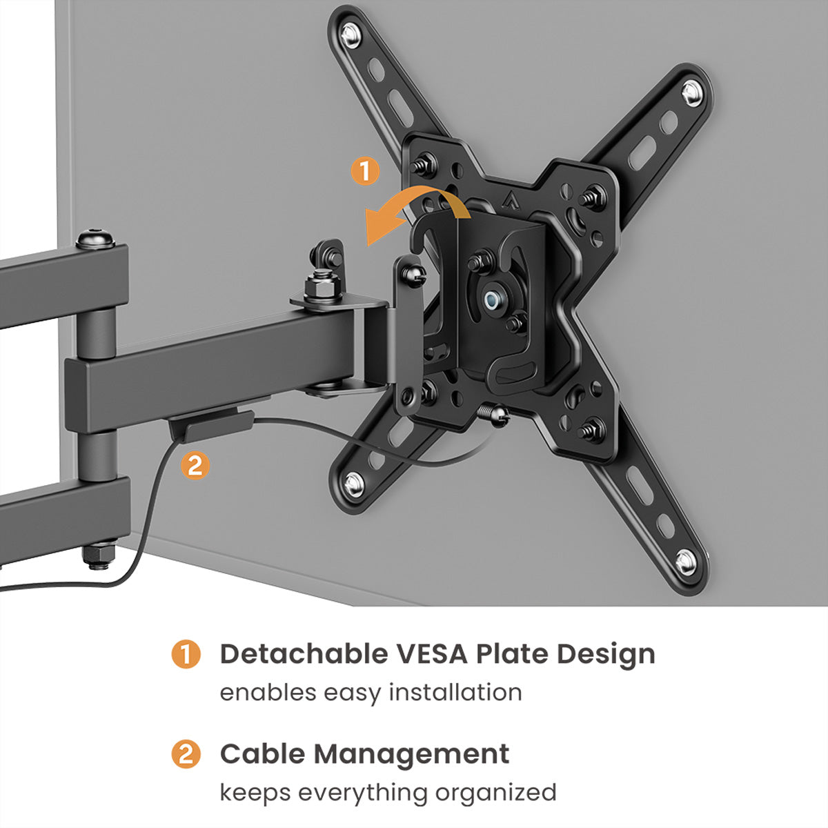VALUE Wandhalterung – Vollbeweglich – 13–43" – VESA 75×75–200×200 – bis 20 kg, Schwarz