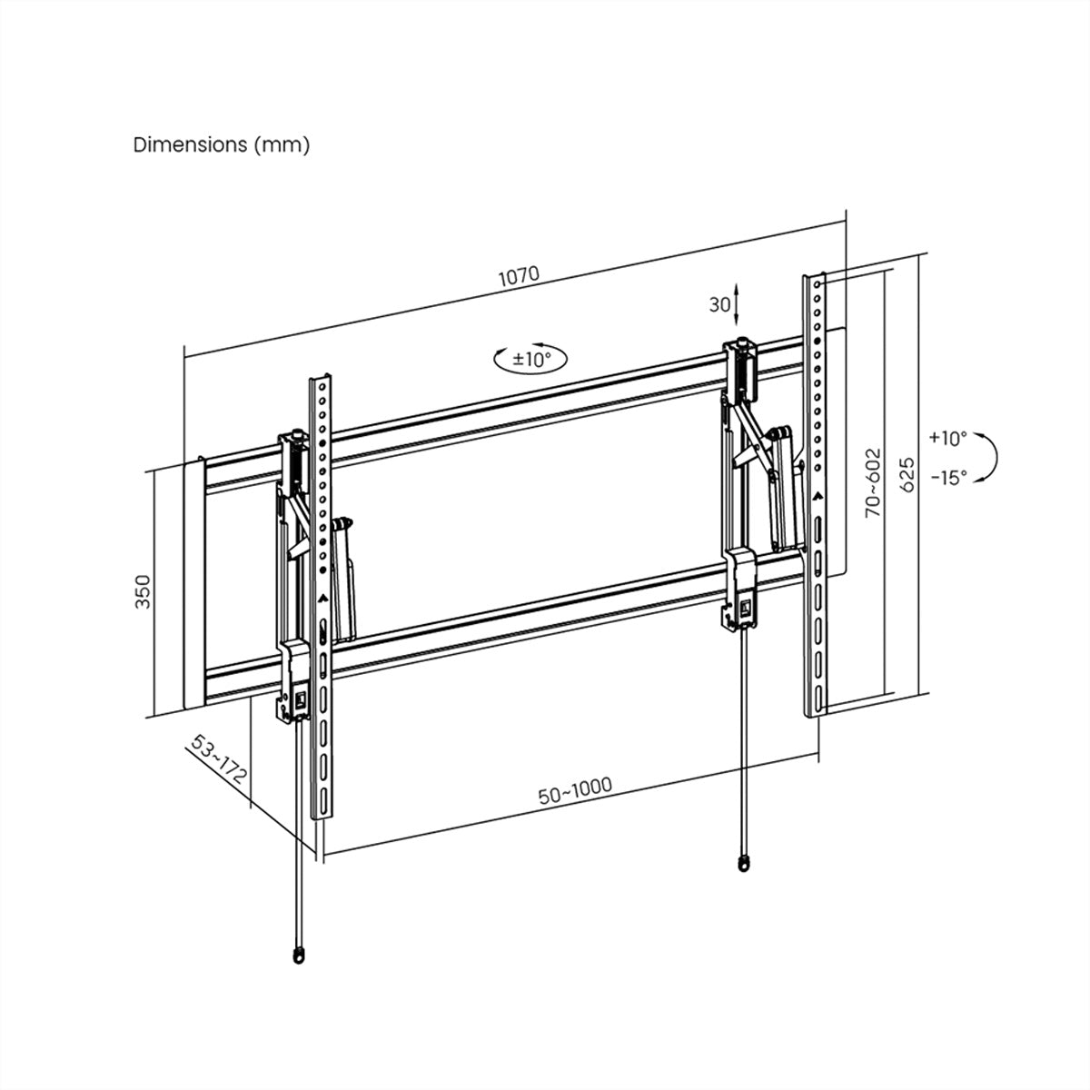 VALUE Wandhalterung – Neigbar – 55–105" – VESA 1000×600 – bis 80 kg, Diebstahlsicherung, für gebogene Fernseher