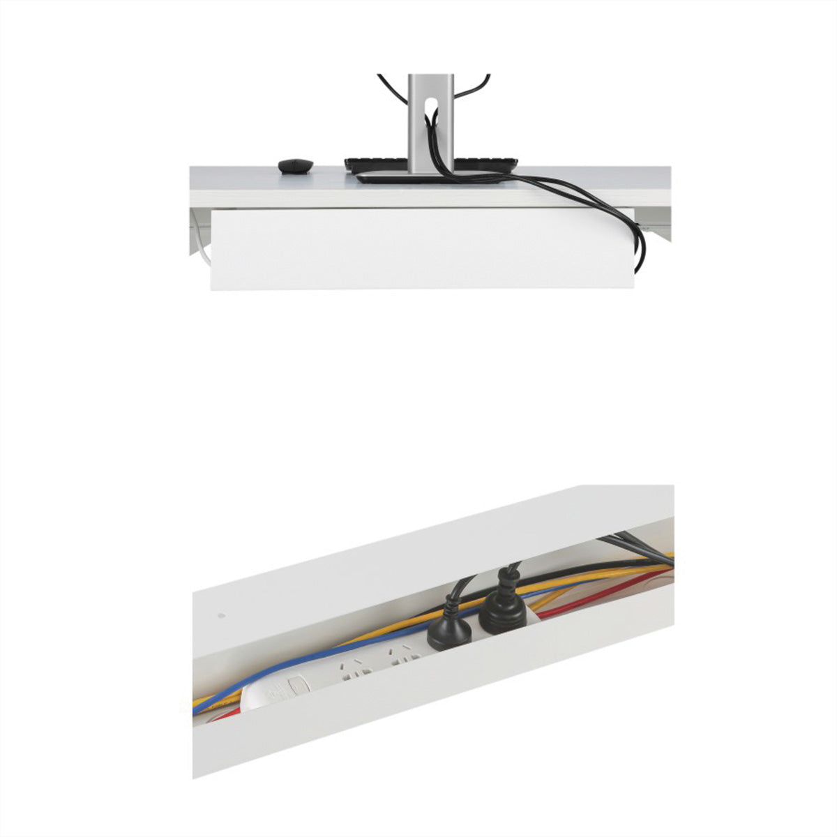 VALUE 17.99.1316 Untertisch-Kabelwanne – Weiss, horizontal