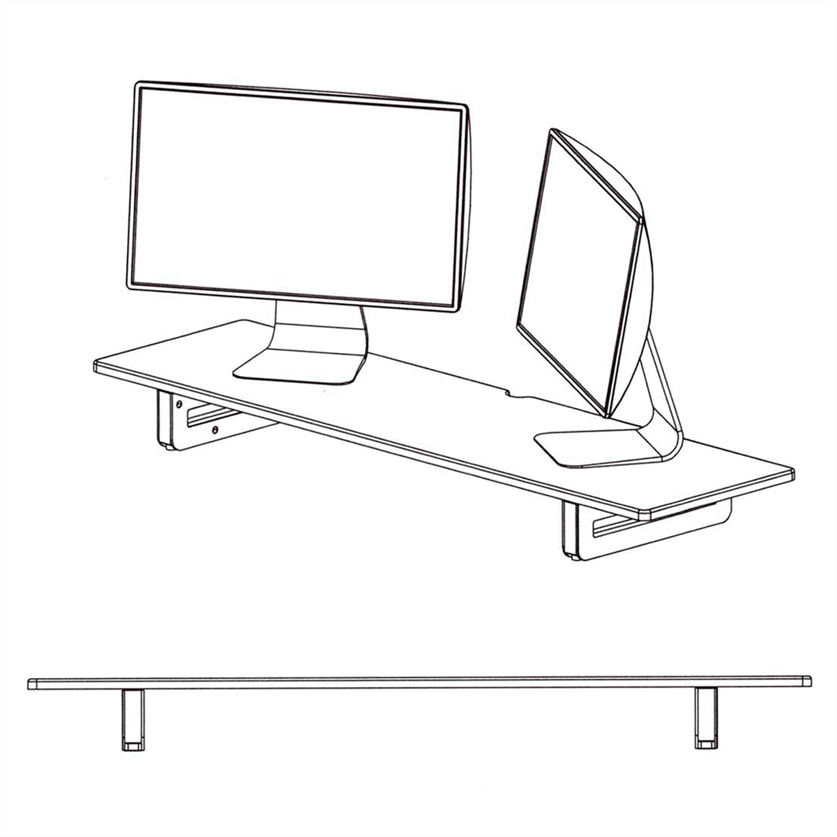 VALUE Monitor-/Laptop-Ständer – höhenverstellbar, extra-breit, bis 20 kg – 900 × 250 × 115 mm, Holz, Schwarz
