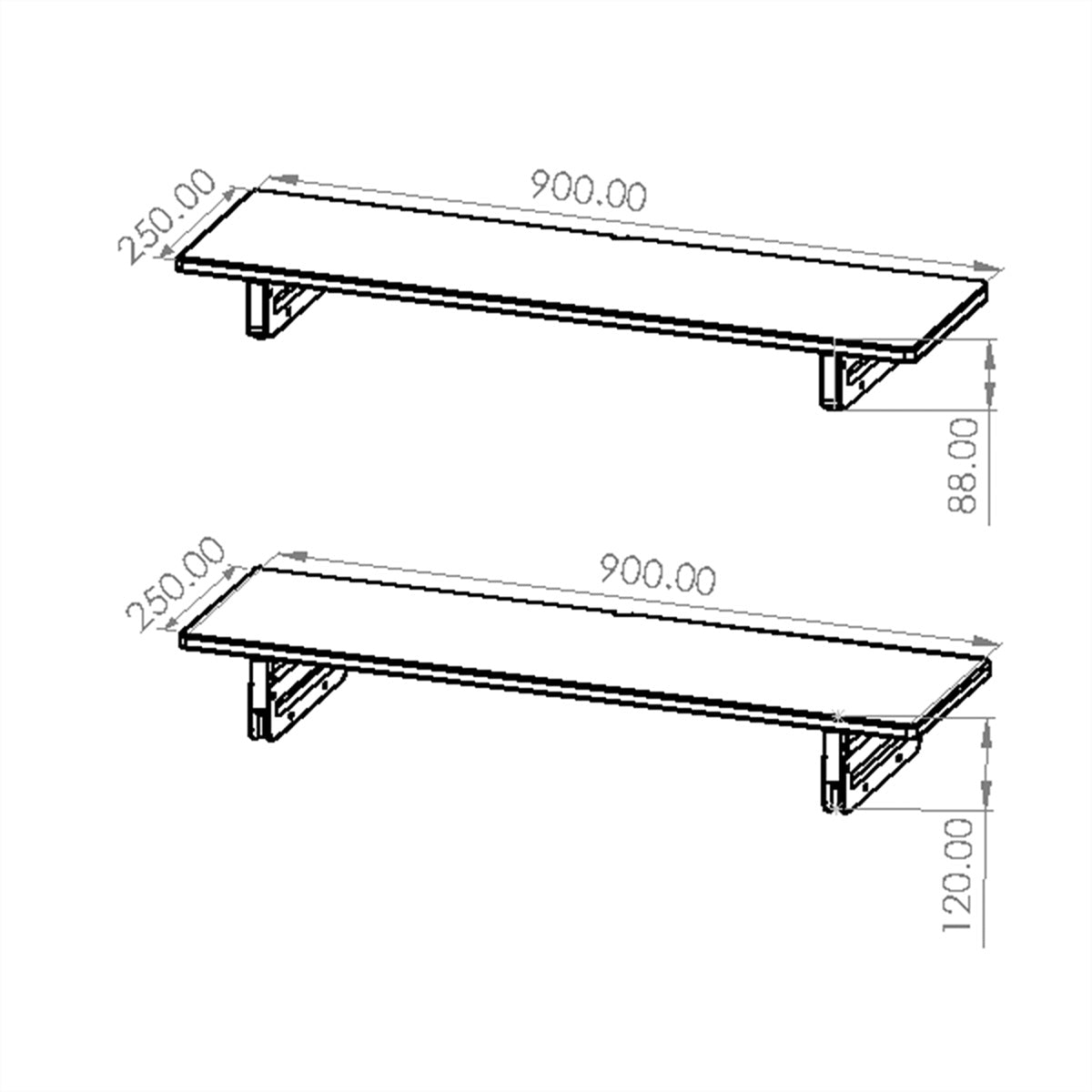 VALUE Monitor-/Laptop-Ständer – höhenverstellbar, extra-breit, bis 20 kg – 900 × 250 × 115 mm, Holz, Schwarz