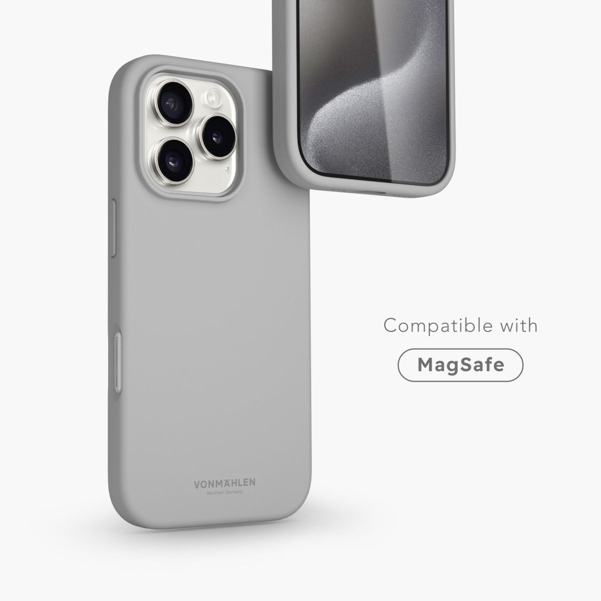 Vonmählen Backcover – für Apple iPhone 16 Pro Max, MagSafe, Silikon, Hellgrau