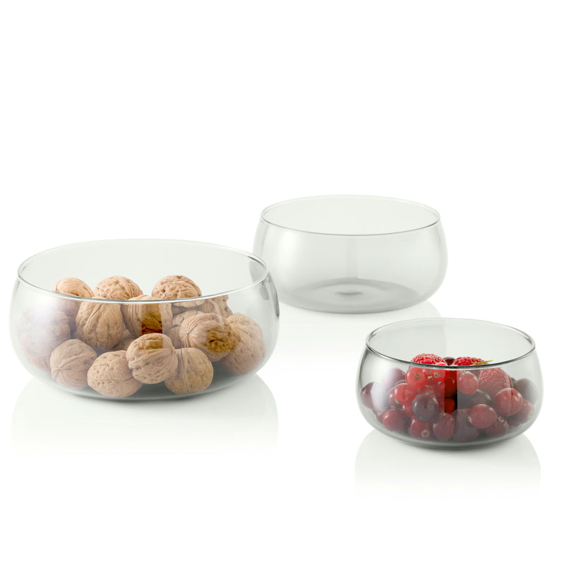 AdHoc Schale Yuna – 3er Set, 1,0 l, Borosilikatglas, Transparent, spülmaschinenfest, backofentauglich