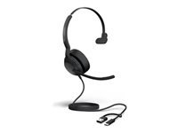 Jabra Evolve2 50 Office-Headset (Mono) – On-Ear, Kabel + BT, ANC, MS Teams zertifiziert, Schwarz, BT 5.2