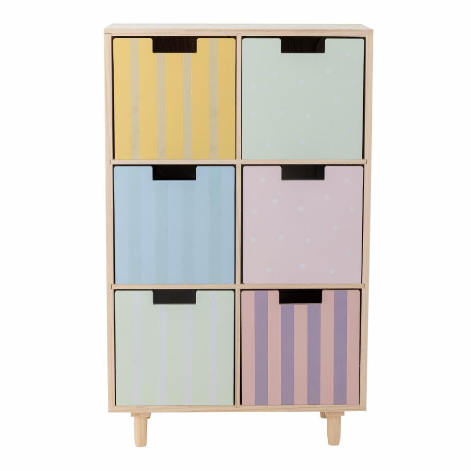 Bloomingville Büro-/Lagerregal freistehend Calle – 6 Böden – 55 × 25,5 × 88 cm – Paulownia – Mehrfarbig/Natur