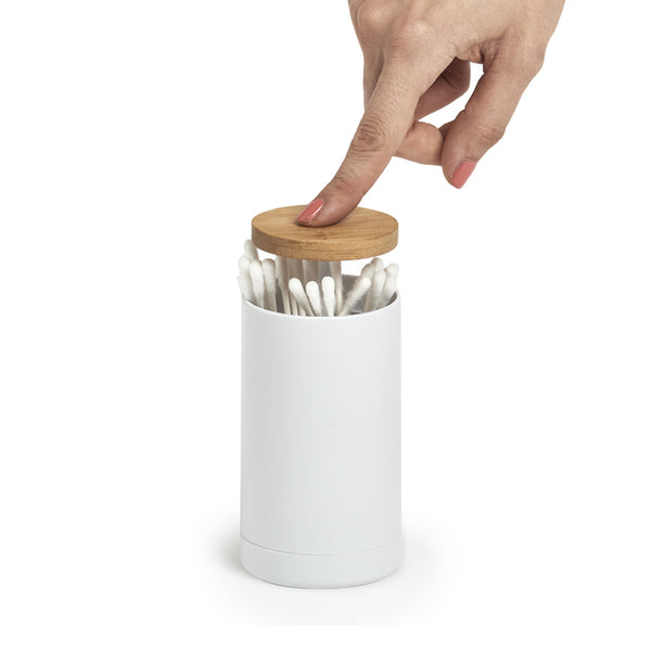 Zeller Present Aufbewahrungsbox – ABS/Bambus, Ø6,5×11,5 cm, Weiss
