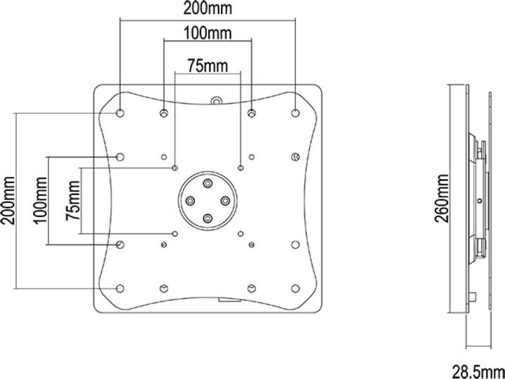 Multibrackets Wandhalterung, drehbar, für 27", VESA 75×75, bis 50 kg, schwarz