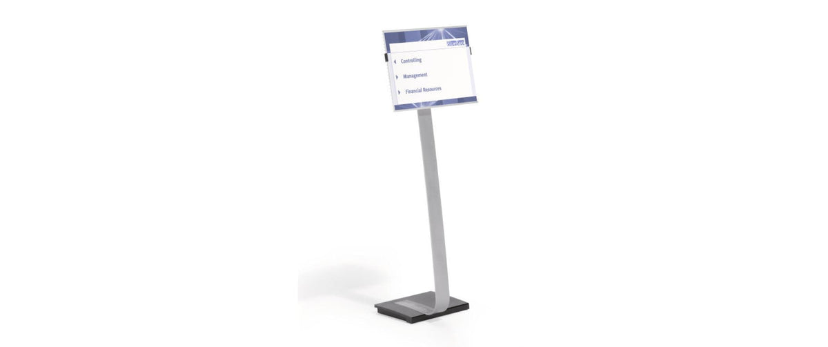 Durable Boden-Prospektständer Info Sign – für A3 hoch/quer, silber, Acryl, 360×80×1250 mm