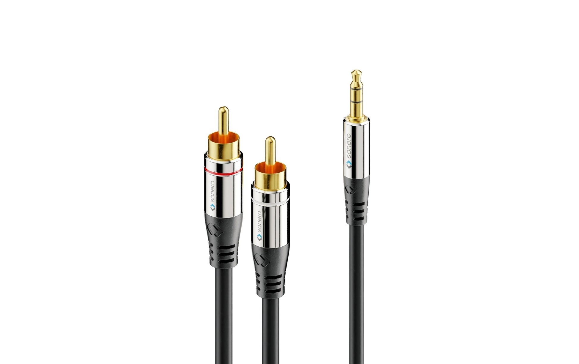 Sonero 3,5 mm auf 2× Cinch Adapterkabel – 3,5 mm Klinkenstecker zu 2× Cinchstecker – 10 m, vergoldete Stecker