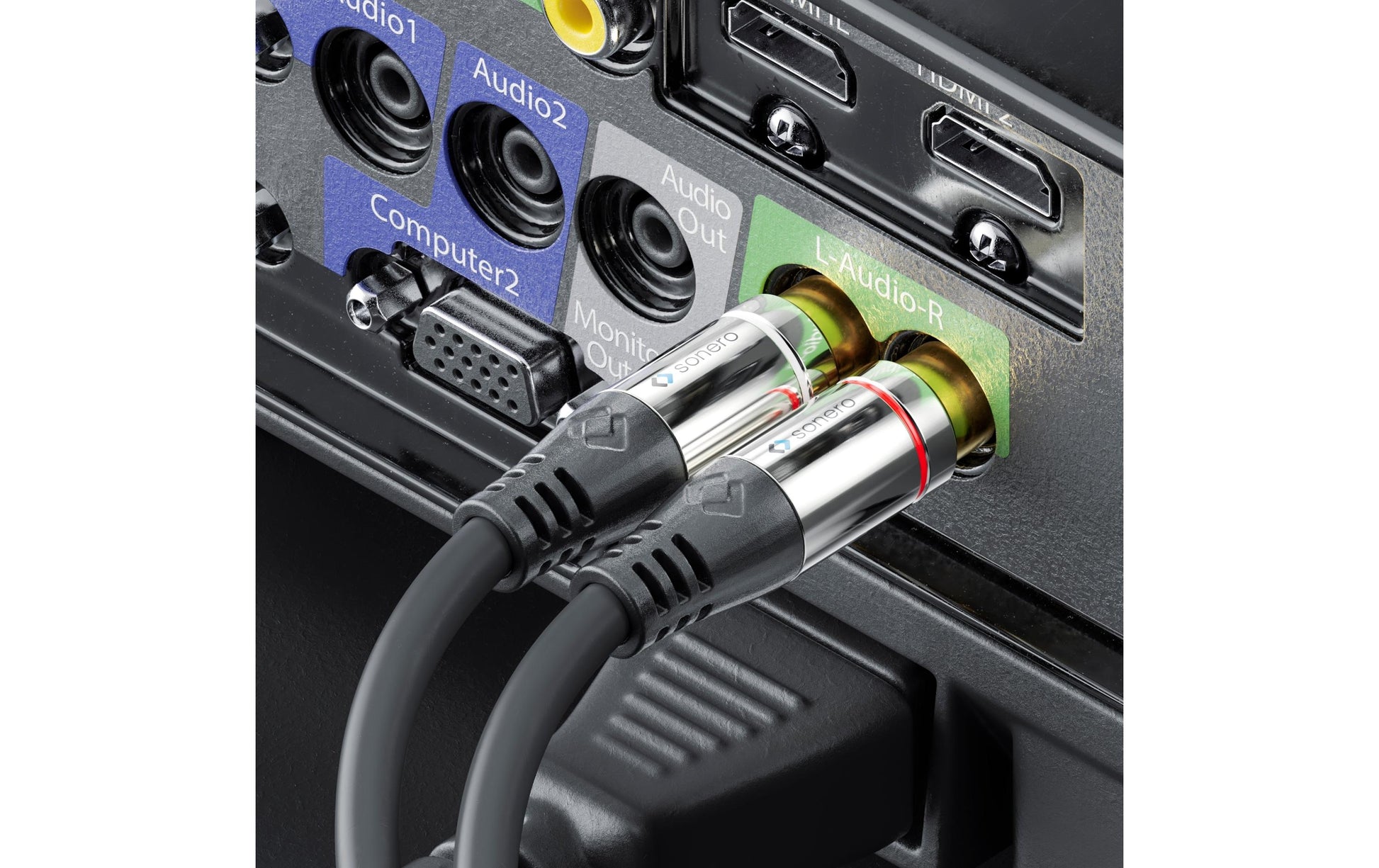Sonero 3,5 mm auf 2× Cinch Adapterkabel – 2× Cinch Stecker zu 3,5 mm Klinkenstecker – 0,25 m, vergoldete Stecker