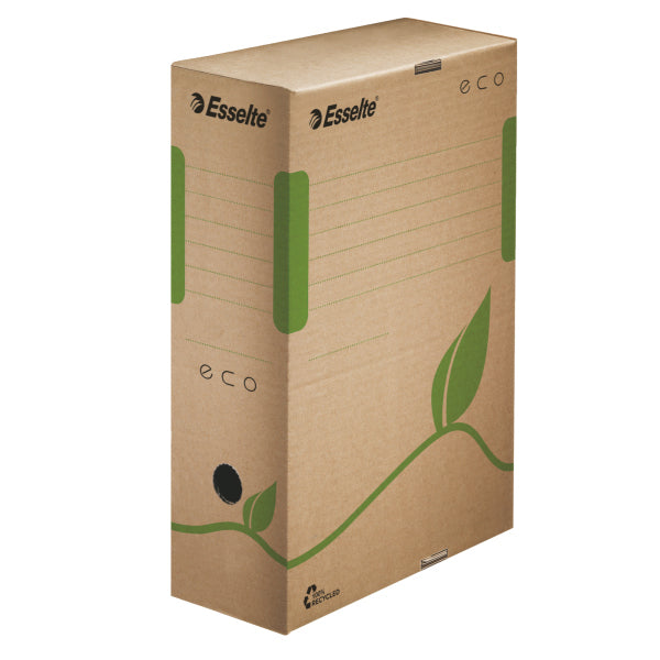 Esselte Eco Archivschachtel – für A4, B 100 × H 233 × T 327 mm, braun/grün, Karton, 25 Stück