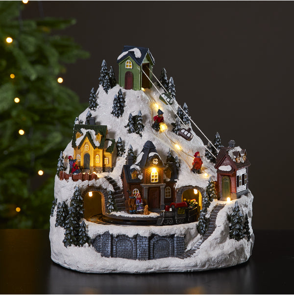 Star Trading Dekorationsfigur Alpville – 24,5 × 23,5 × 21 cm, 0,44 W, Warmweiss, Mehrfarbig, Timer 6/18 h, Batterie