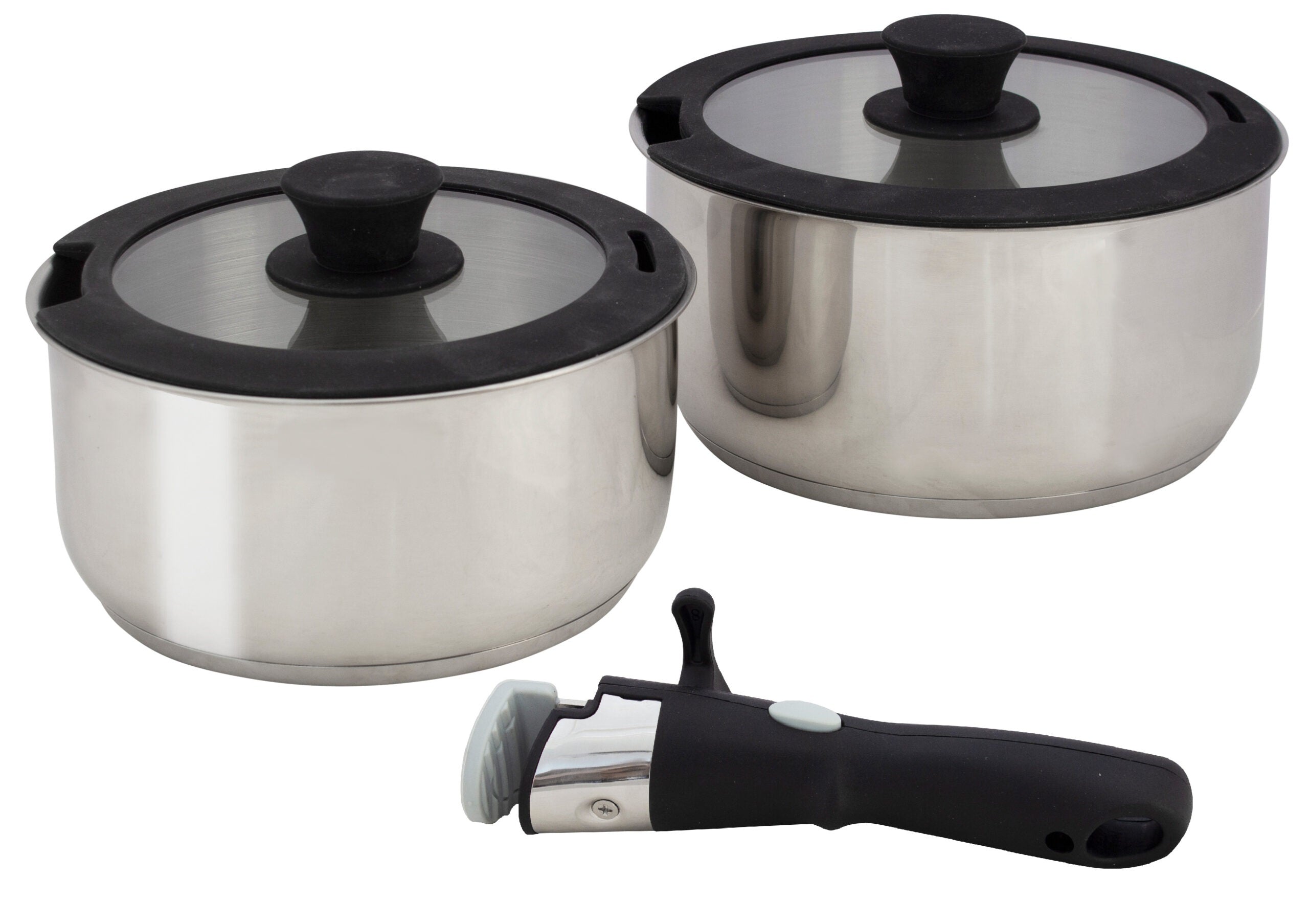 Eurotrail Kochtopf Annecy L – 1,5 l, 2,0 l, Ø 18 cm, Ø 20 cm, Edelstahl, Schwarz