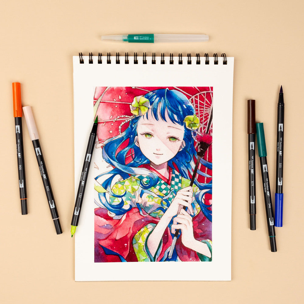 Tombow ABT Pinselstift, Doppelspitze, Manga Flower – wasservermalbar, 6 Farben