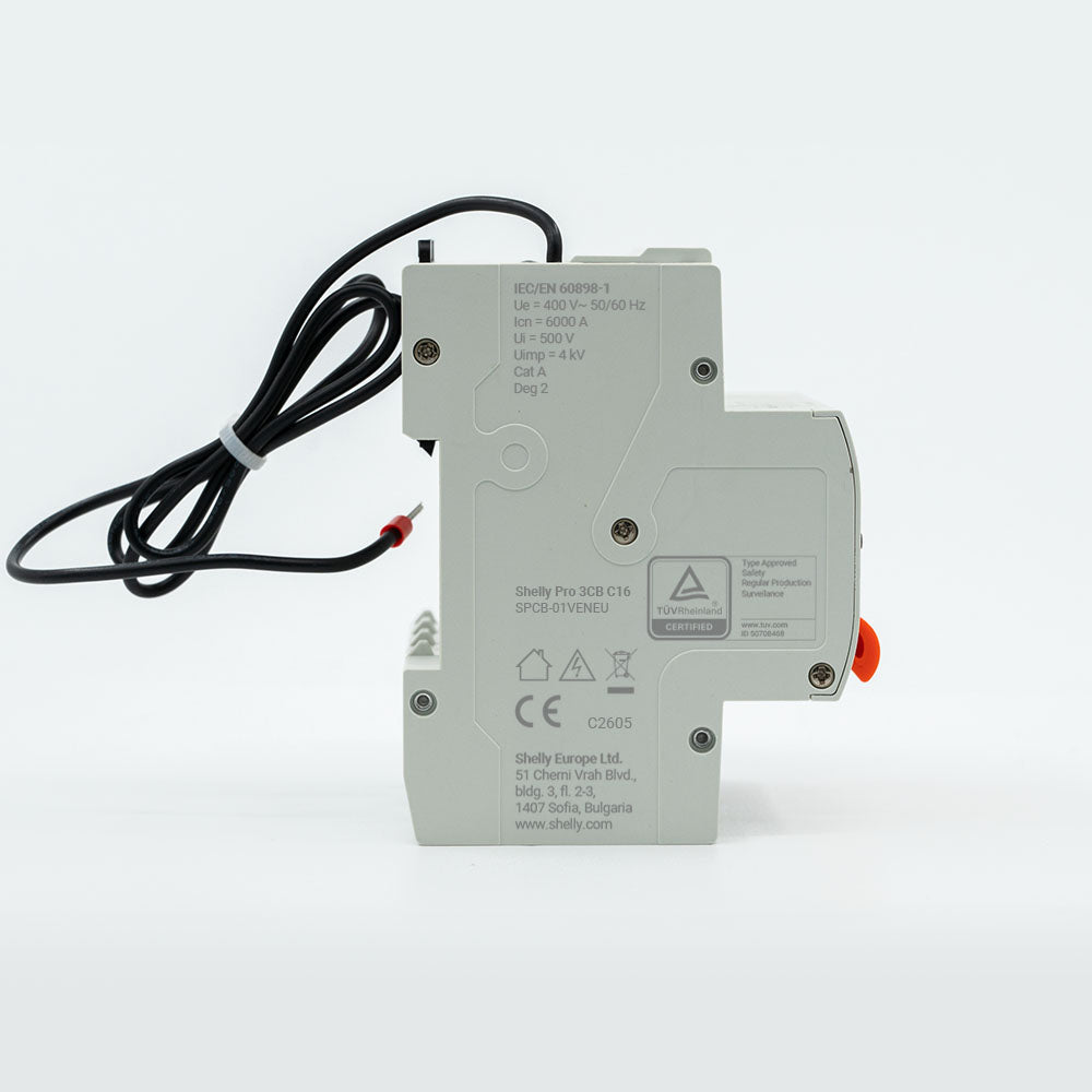 Shelly Leistungsschutzschalter Pro 3CB C10 – 160–230 V, 10 A, 3-phasig, DIN-Schiene – Hellgrau