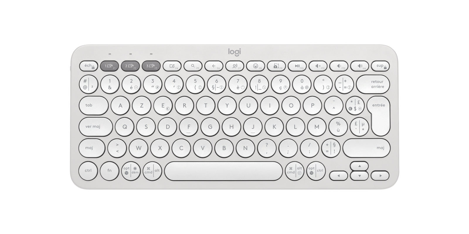 Logitech Pebble Keys 2 K380s – Tastatur, kabellos (Bluetooth), FR-Layout (FR), Weiss