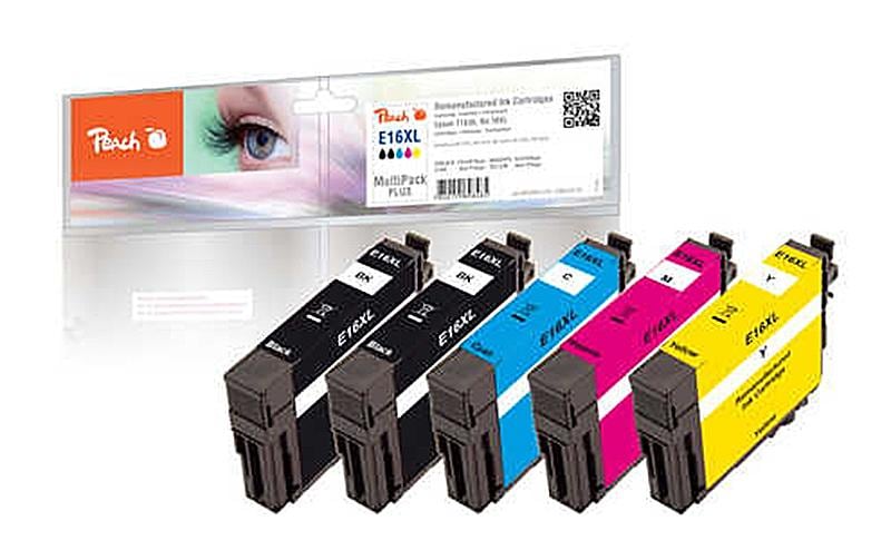 Peach Tintenpatronen-Multipack 16XL, CMYK, XL, 5er-Pack – für Epson WF-2510, WF-2630, WF-2760 und andere
