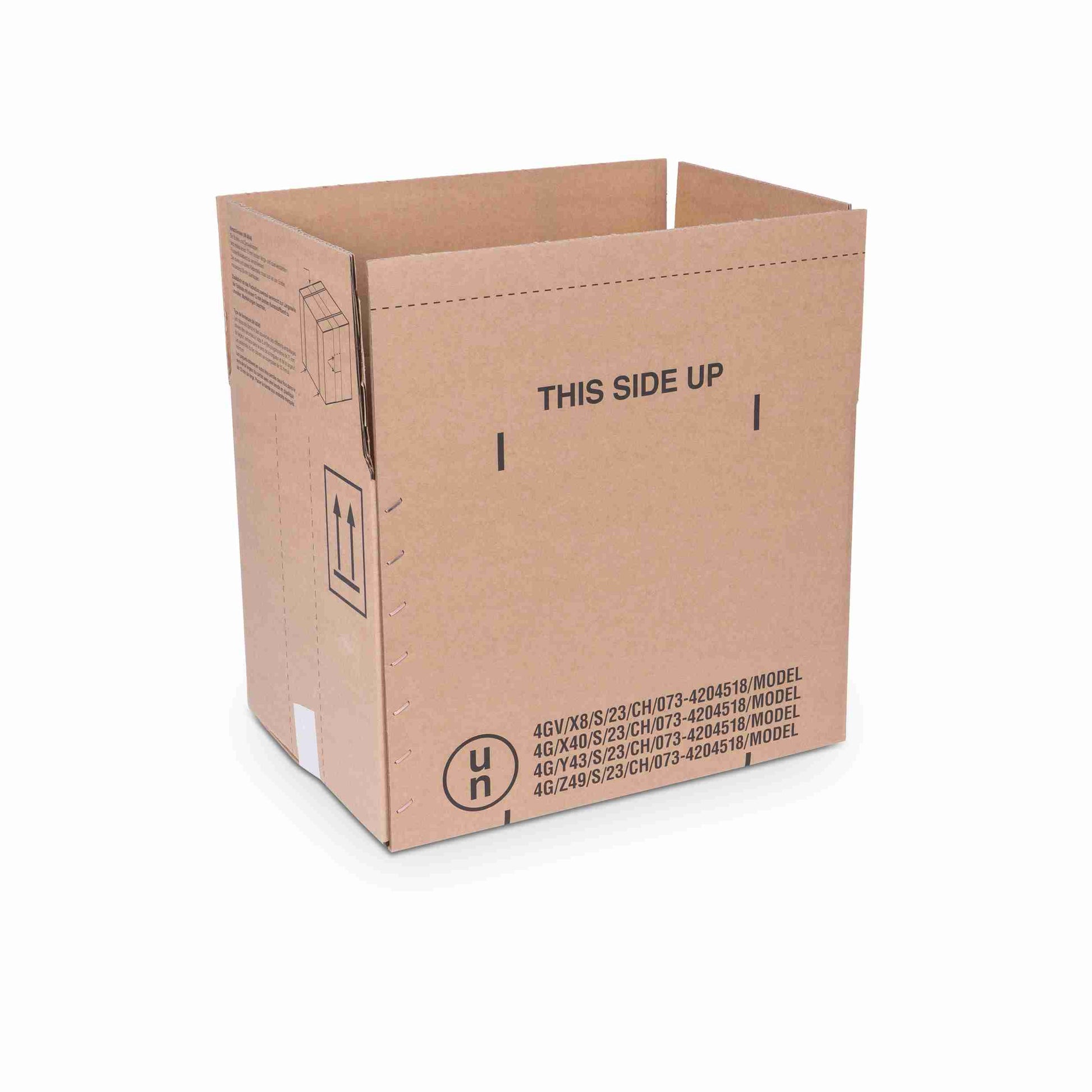 Model UN40/49 Gefahrgutbox – 430 × 310 × 300 mm, braun, BC-Welle, selbstklebend – 1 Palette (240 Stk.)
