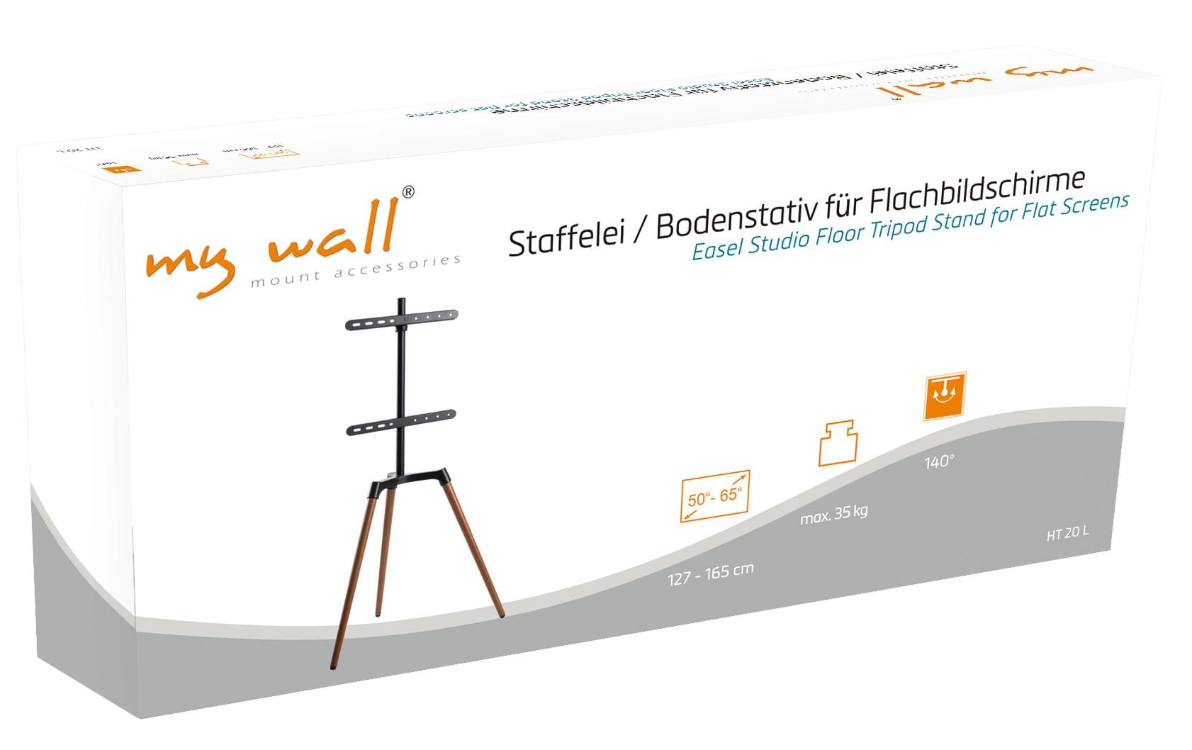 myWall HT20 – Schwenkbarer und höhenverstellbarer Displayständer für 42–65″, VESA 200×200–400×400, bis 35 kg