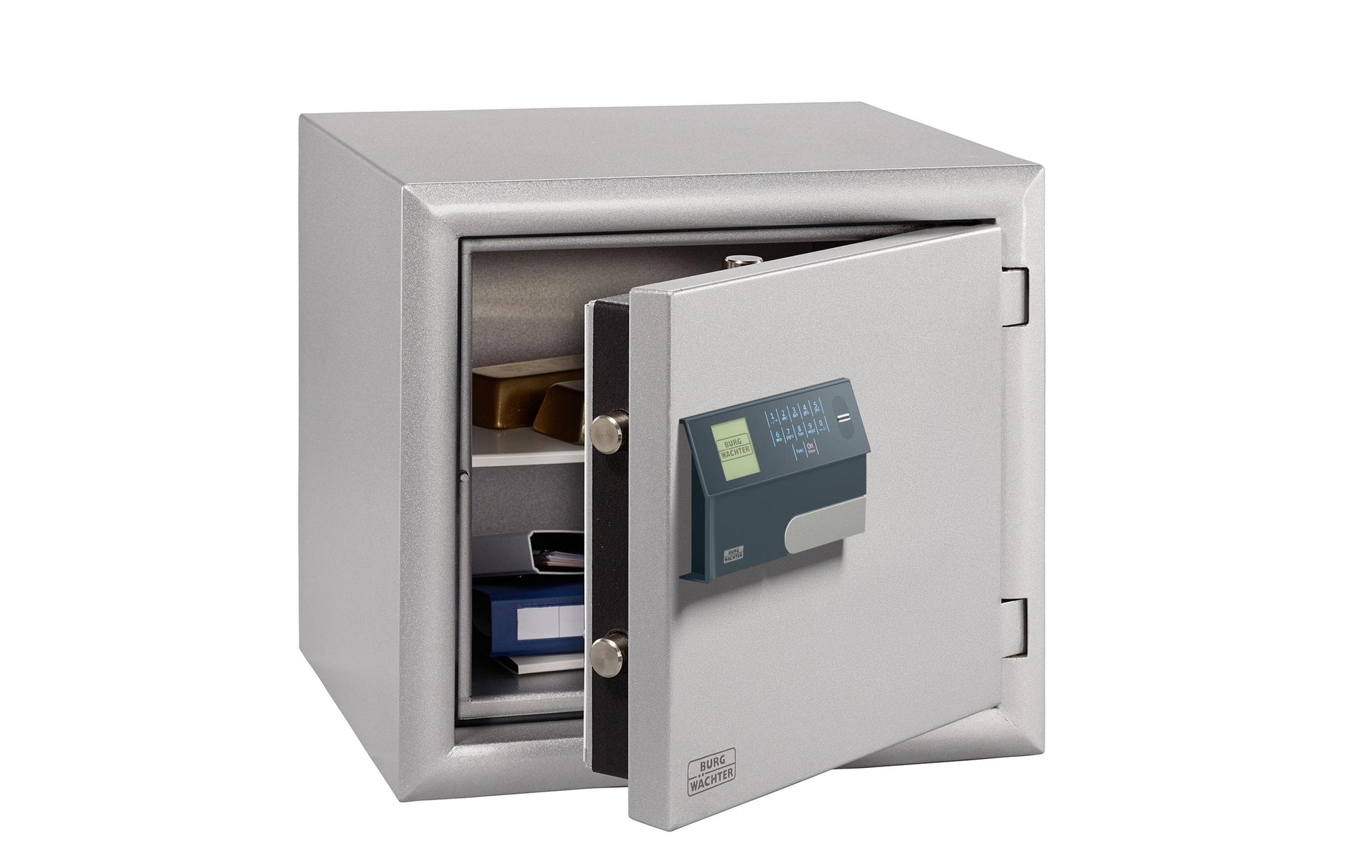 Burg-Wächter Tresor – mit Elektronikschloss (Code und Fingerprint), Metall, silbergrau, 500 × 462 × 470 mm