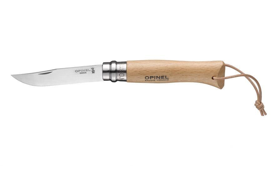 Opinel N°8 – Klappmesser 80 mm, Holzgriff, Hellbraun