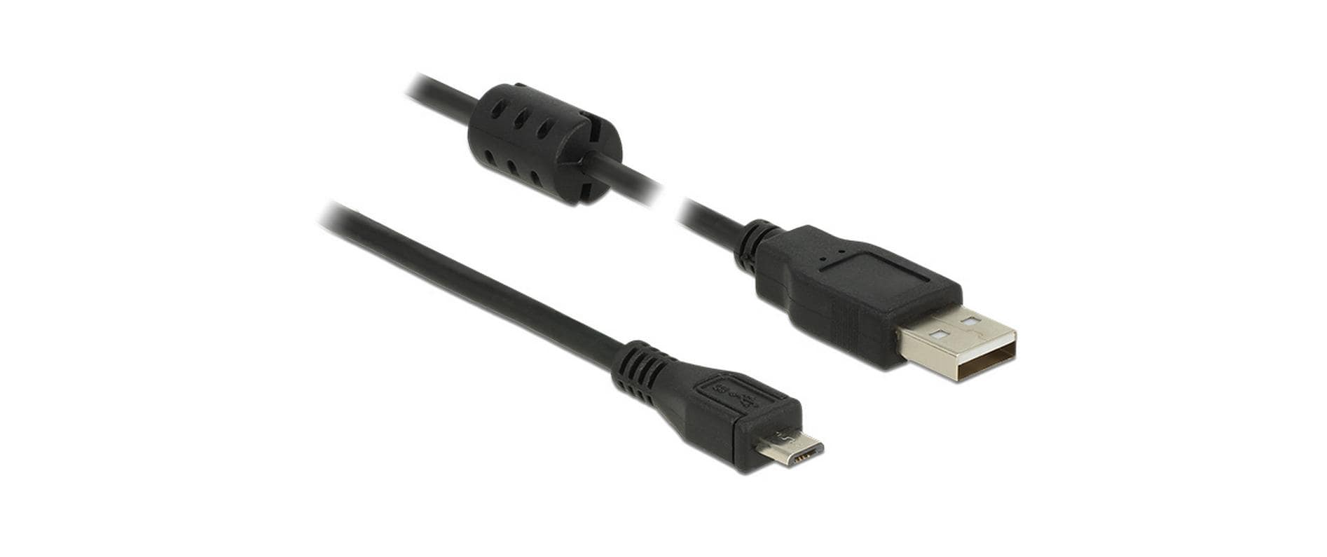 DeLOCK USB-Kabel – USB-A auf Micro-USB-B – USB 2.0 (480 Mbps) – 3 m – Magnetisch abgeschirmt – Schwarz