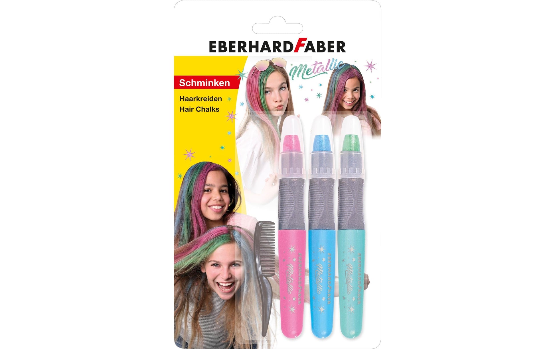 Eberhard Faber Haarkreiden – 4-teilig, sortiert, metallic, deckend, wasserlöslich