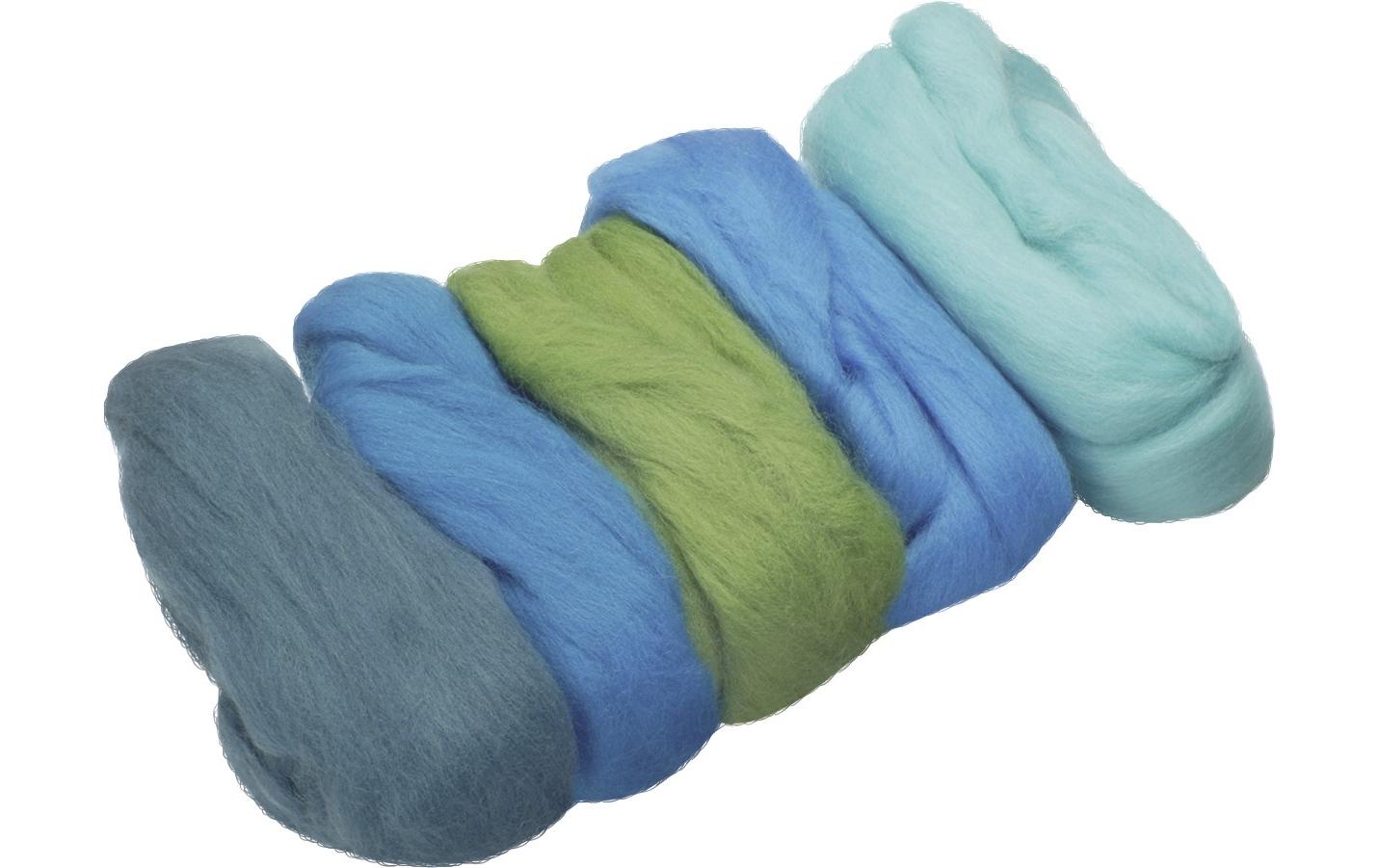KNORR prandell Heyda Filzwolle Merino Garn Türkis Mix – 50 g, 100% Wolle, 5 Stk.
