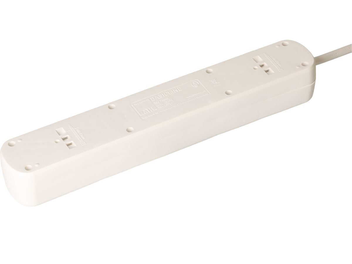 Max Hauri AG Max Hauri Basic Line Steckdosenleiste – 5× T13, 1,5 m, mit Schalter, Weiss