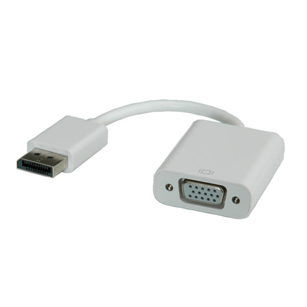 ROLINE DisplayPort zu VGA Adapter – 1920 × 1200 @ 60 Hz, DisplayPort 1.2, 0,15 m, aktiv, weiss