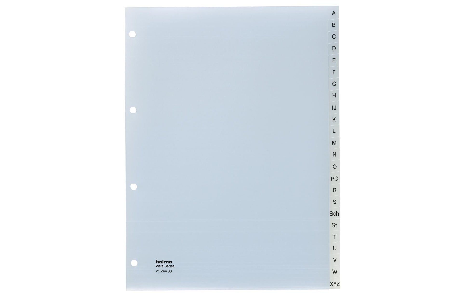 Kolma Vista Register – A4, 24-teilig, PP, transparent, vorgedruckt, 4-fach Lochung