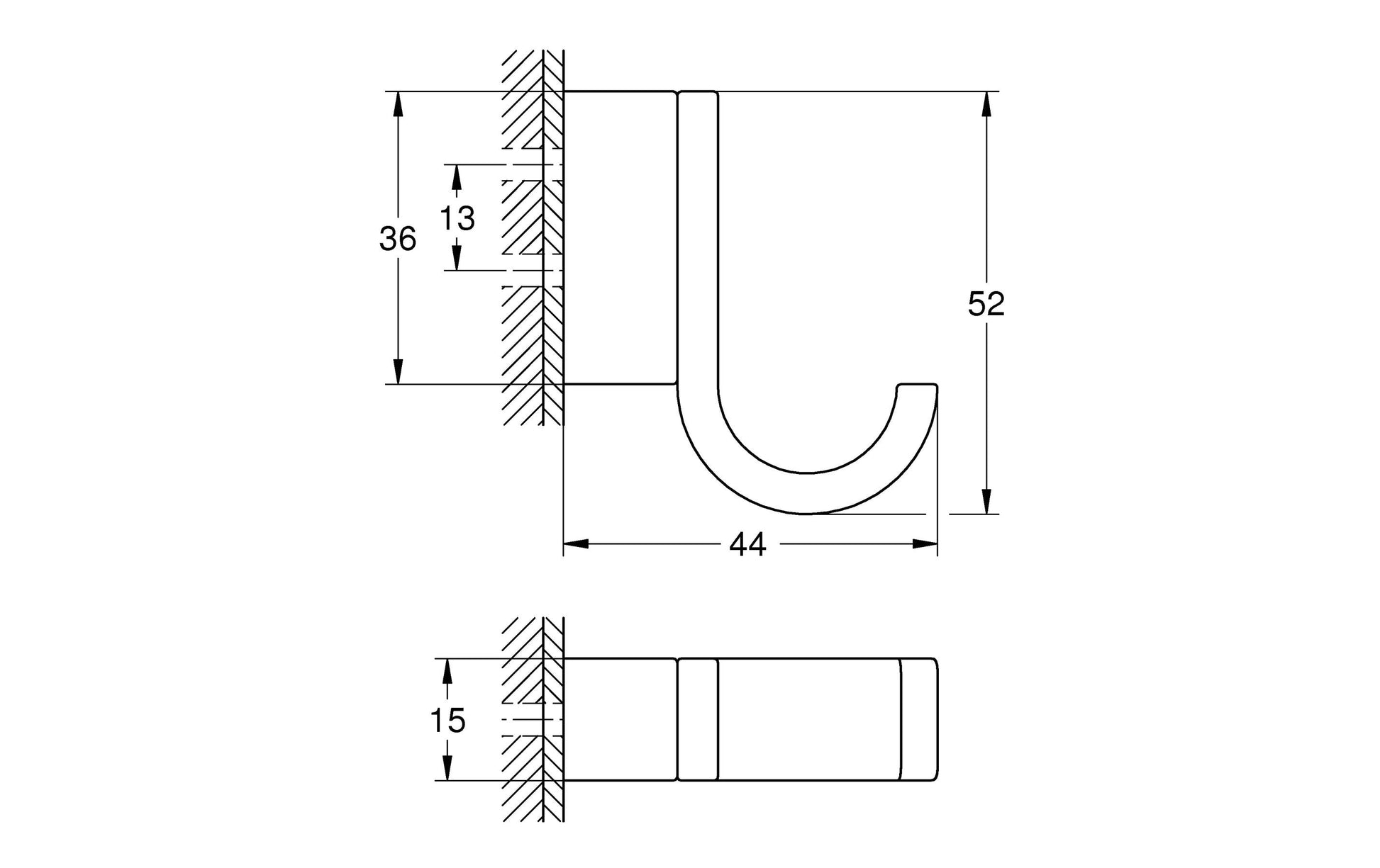 GROHE Haken Selection – 4,4×1,5×5,2 cm, Metall, zum Verschrauben, Chrom