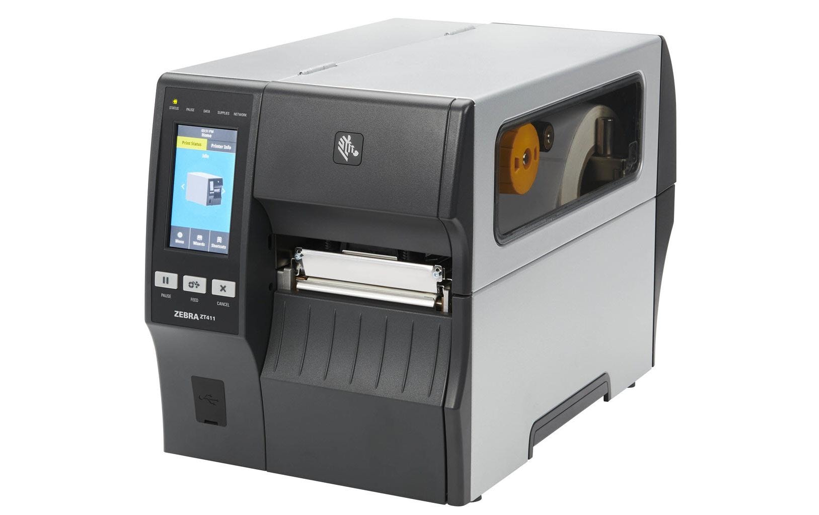 Zebra ZT411 – Etikettendrucker, Thermotransfer, bis 104 mm, Auto-Cutter, USB, RS-232, 203 dpi, für Etiketten