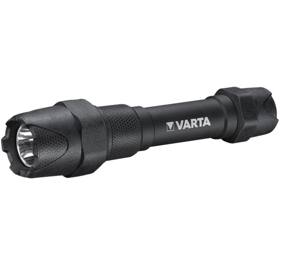 Varta Taschenlampe Indestructible F20 Pro – 350 lm, 140 m, IP67, 2 Stufen, 2× AA (55 h) – Schwarz