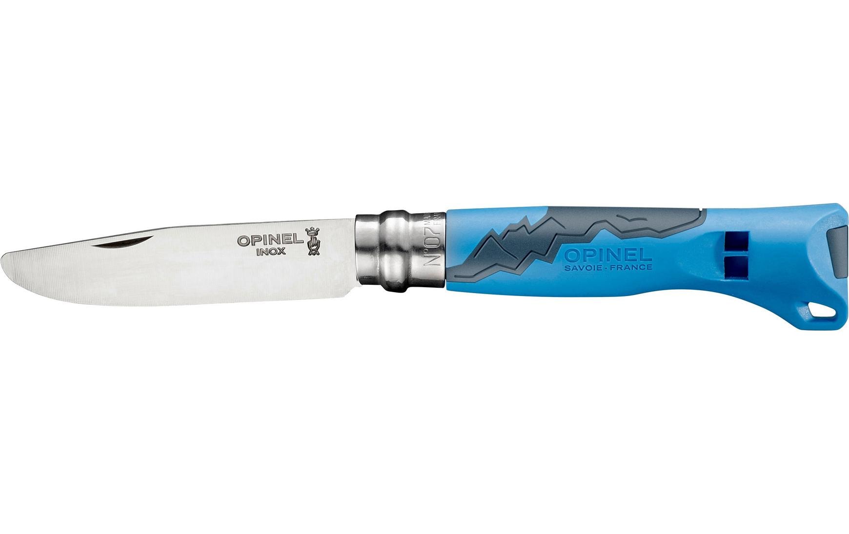 Opinel N°7 Outdoor junior – Klappmesser 75 mm, arretierbare Klinge, blau