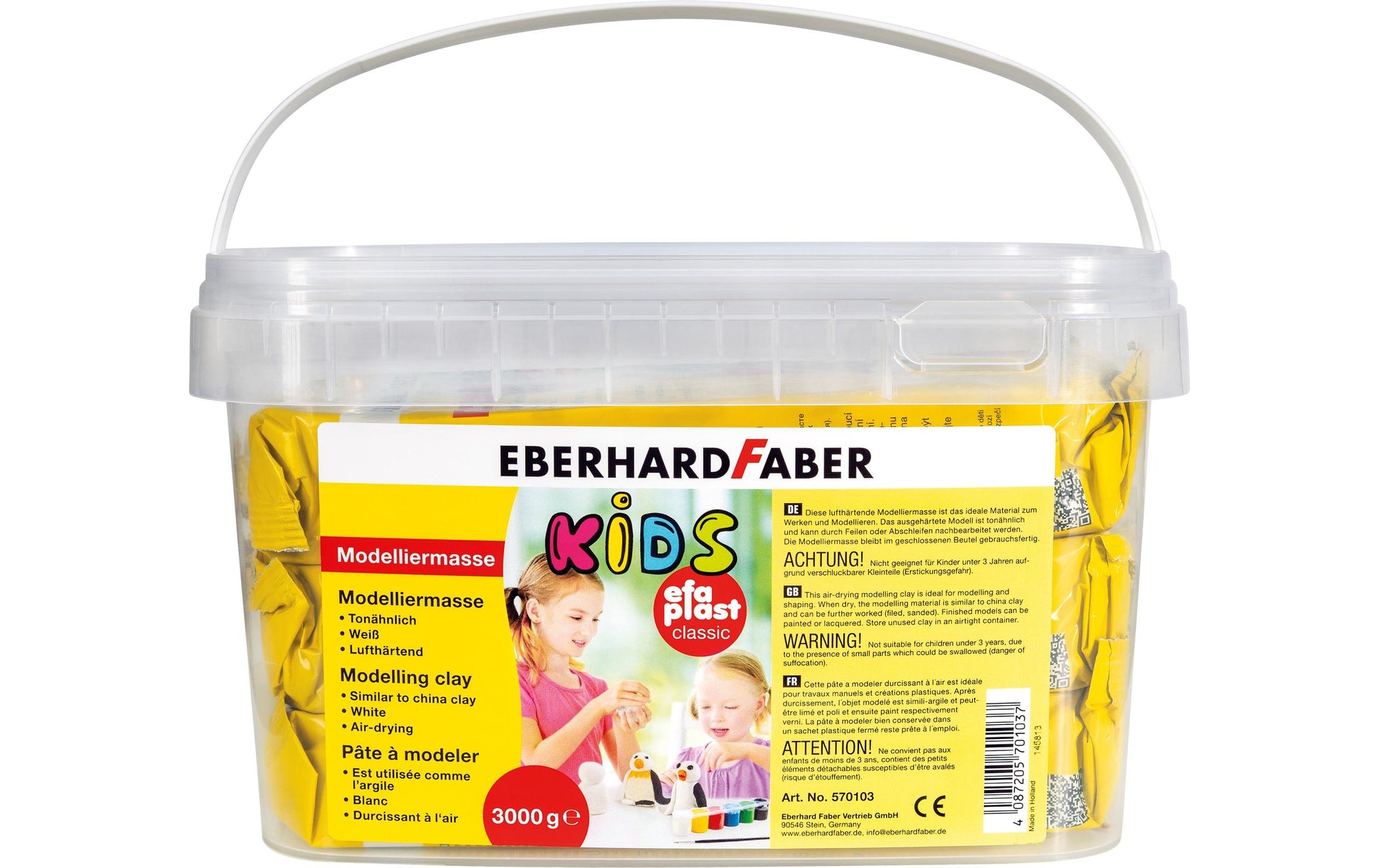 Eberhard Faber Modellierton, lufthärtend, im Eimer, weiss, 3 kg, 1 Stk.