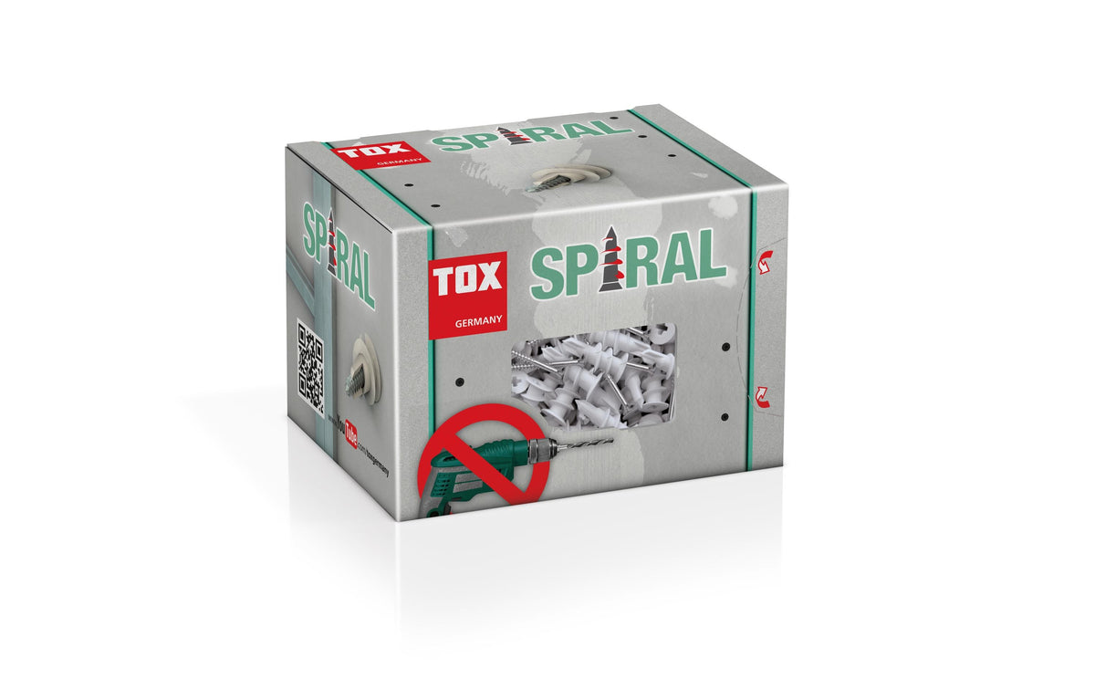 TOX Gipskartondübel Spiral – Ø 4,5 × 32 mm, Metall/Kunststoff, Grau
