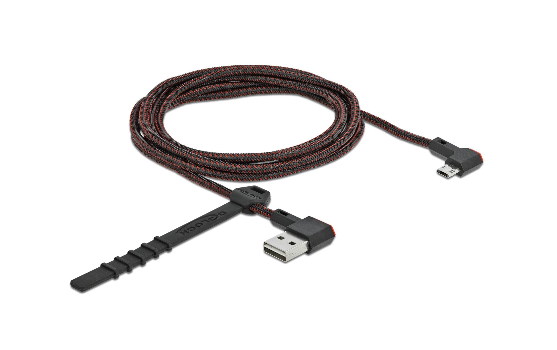 DeLOCK USB-Kabel – USB-A auf Micro-USB-B – USB 2.0 (480 Mbit/s) – 2 m – Abgewinkelt, Goldstecker – Schwarz