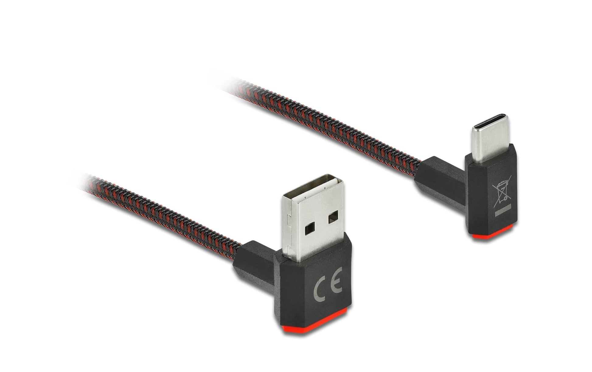DeLOCK USB-A auf USB-C Kabel – USB 2.0 (480 Mbit/s) – 0,2 m – Abgewinkelt, beidseitig einsteckbar – Schwarz