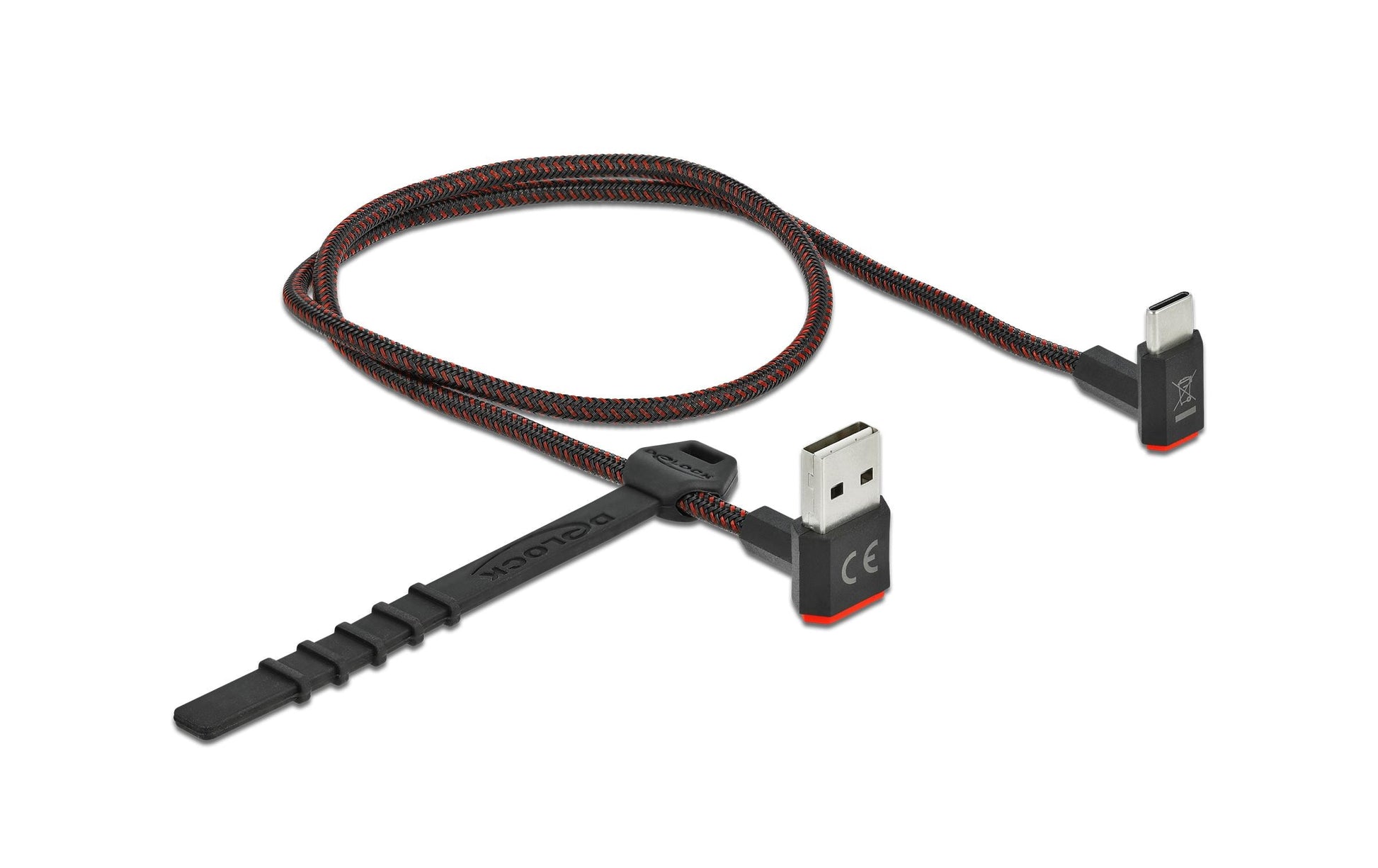 DeLOCK USB-A auf USB-C Kabel – USB 2.0 (480 Mbit/s) – 0,5 m – Abgewinkelt, beidseitig einsteckbar – Schwarz