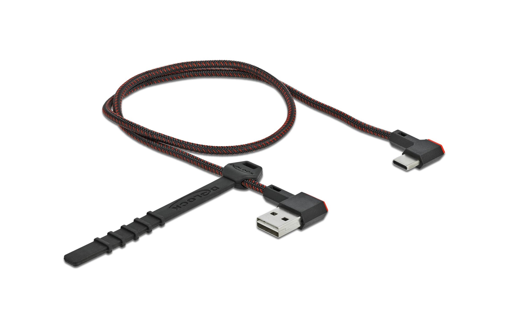 DeLOCK USB-A auf USB-C Kabel – USB 2.0 (480 Mbit/s) – 0,5 m – Abgewinkelt, beidseitig einsteckbar – Schwarz
