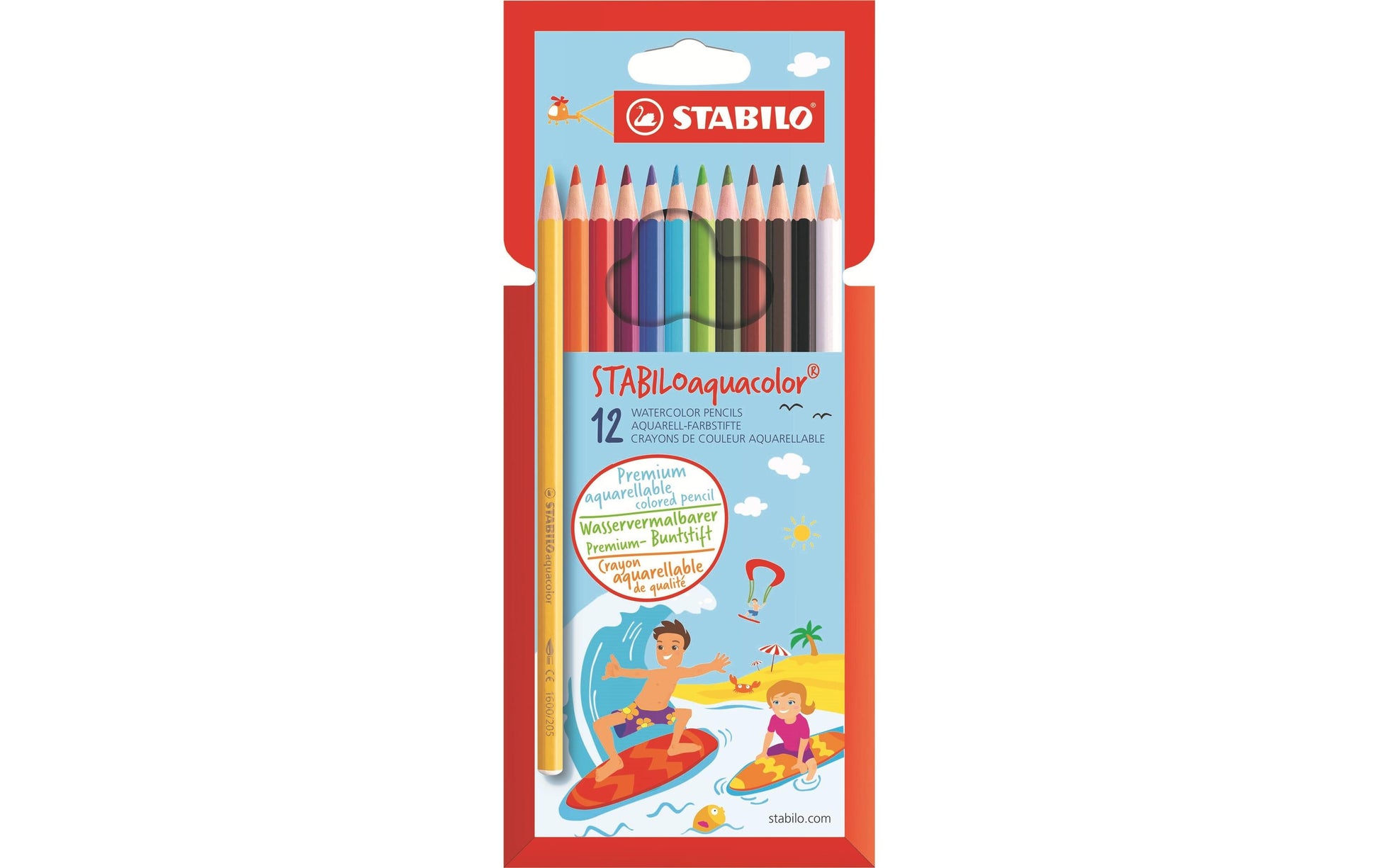 STABILO Aquarellfarbstifte Aquacolor – 12 Farben