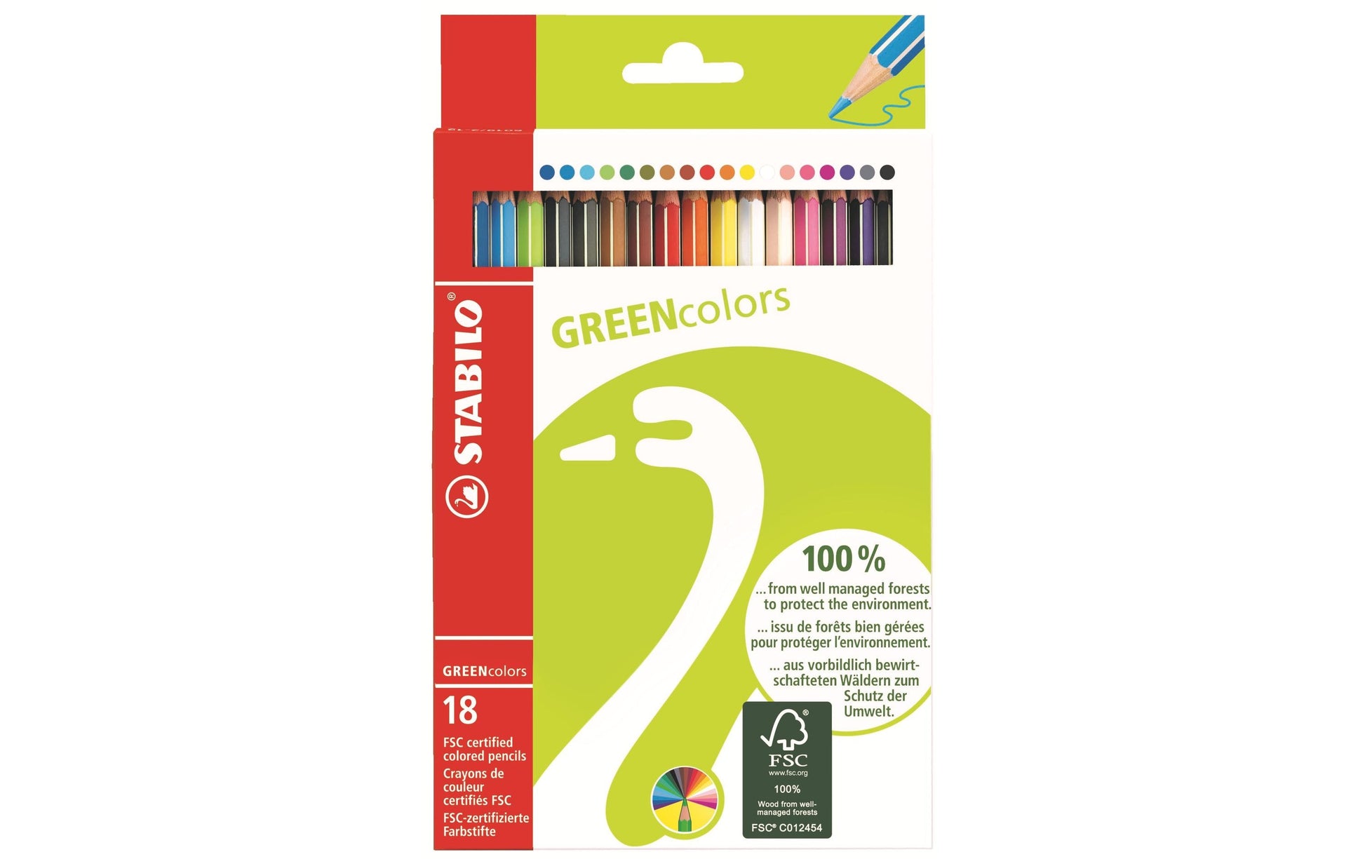 STABILO Buntstifte GREENcolors – 18 Farben, Ø 3 mm, FSC